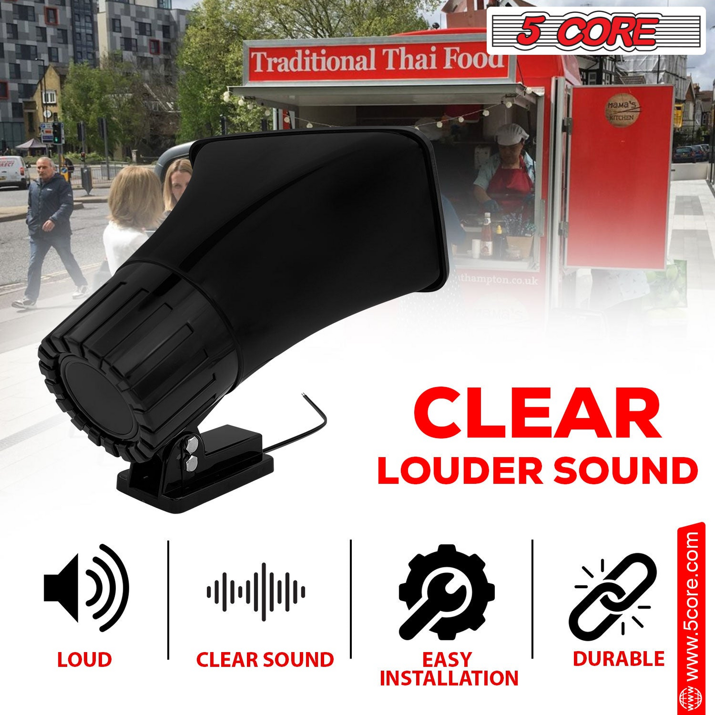 5Core Indoor Outdoor PA Horn Speaker 5 x 8 Inch Loud PA System 8 Ohm 65W Loud Siren Audio