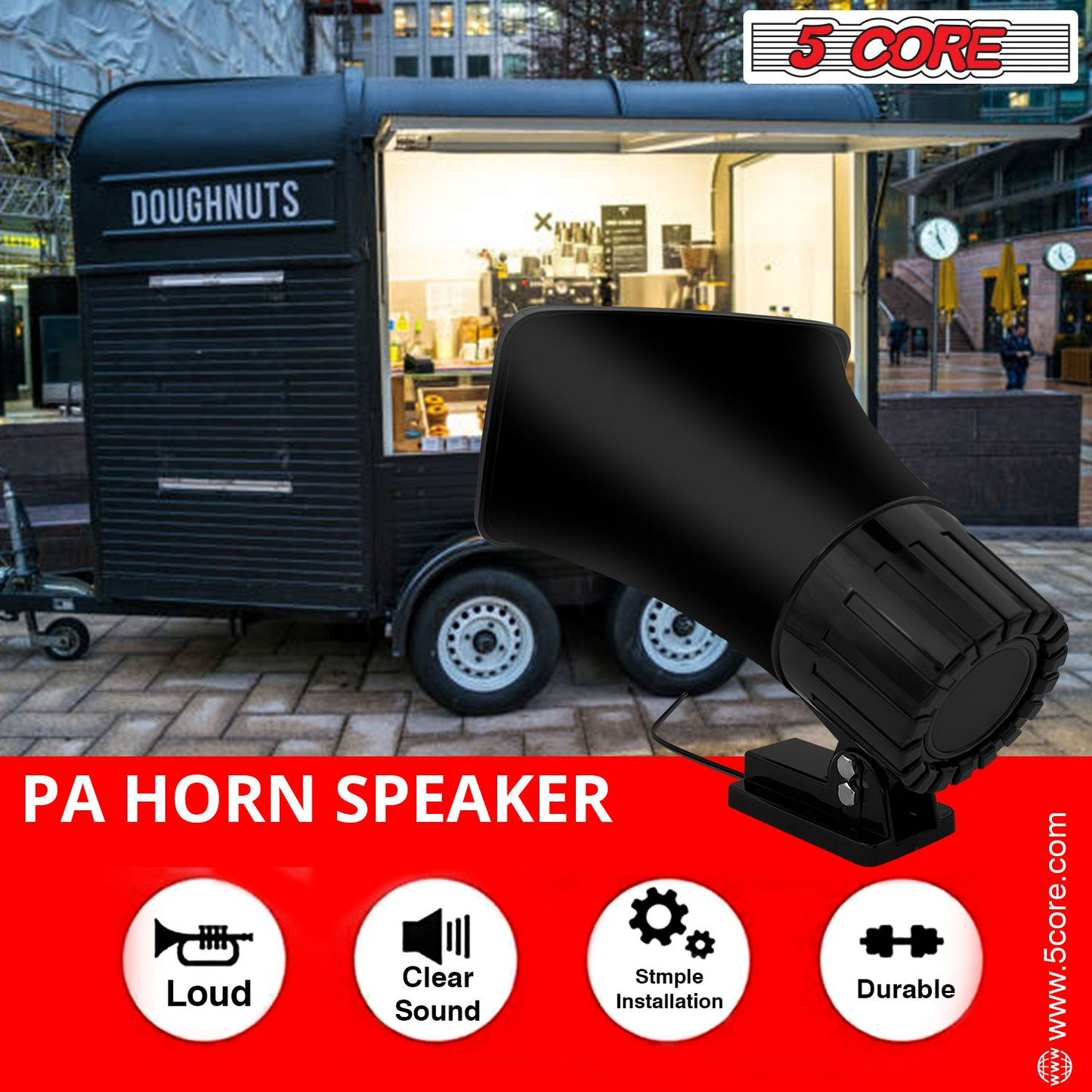 5Core Indoor Outdoor PA Horn Speaker 5 x 8 Inch Loud PA System 8 Ohm 65W Loud Siren Audio