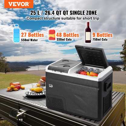 VEVOR Portable Car Refrigerator Freezer w/ Ice Making Function 38QT Dual Zone