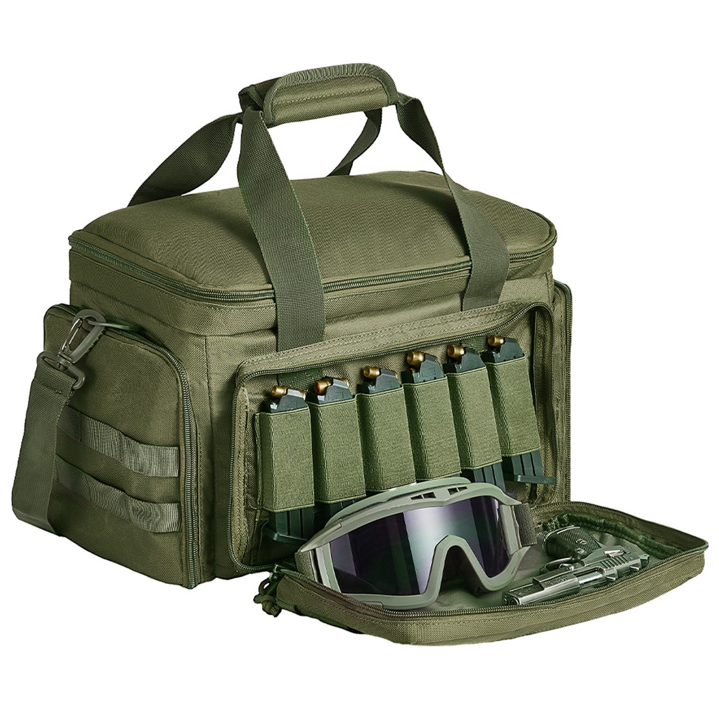 VEVOR Range Bag för 4 Pistols Tactical Gun Range Bag Enkel axelremsa Grön