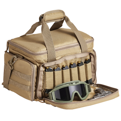 VEVOR Range Bag för 4 Pistols Tactical Gun Range Bag Enkel axelremsa Brun