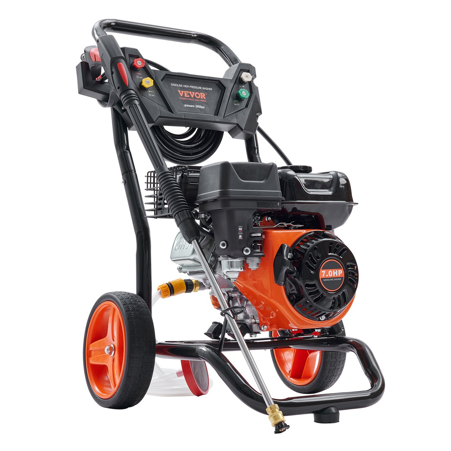 VEVOR Gas Pressure Washer, 3400 PSI 2.6 GPM, Gas Powered Pressure Washer with Aluminum Pump, Spray Gun and Extension Wand, 5 Quick Connect Nozzles, for Cleaning Cars, Homes, Driveways, Patios