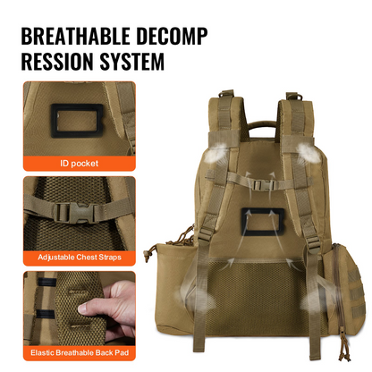 VEVOR Tactical Range ryggsäck för 6 pistoler Gun Backpack Brown, Range Bag for handeldvapen Gun Case Bag med låsbar dragkedja för skjutbana utomhusjakt