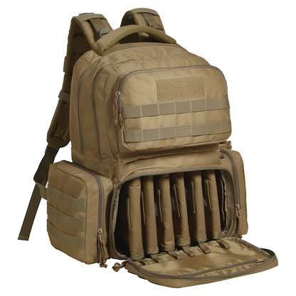 VEVOR Tactical Range ryggsäck för 6 pistoler Gun Backpack Brown, Range Bag for handeldvapen Gun Case Bag med låsbar dragkedja för skjutbana utomhusjakt