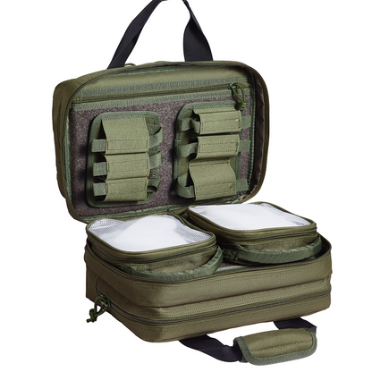 VEVOR Range Bag for 2 Pistols Tactical Gun Bag 2 Built-in Pistol Bags Green，Range Bag for Handguns Gun Case Bag with Lockable Zipper for Shooting Range Outdoor Hunting