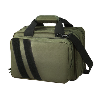 VEVOR Range Bag for 2 Pistols Tactical Gun Bag 2 Built-in Pistol Bags Green，Range Bag for Handguns Gun Case Bag with Lockable Zipper for Shooting Range Outdoor Hunting