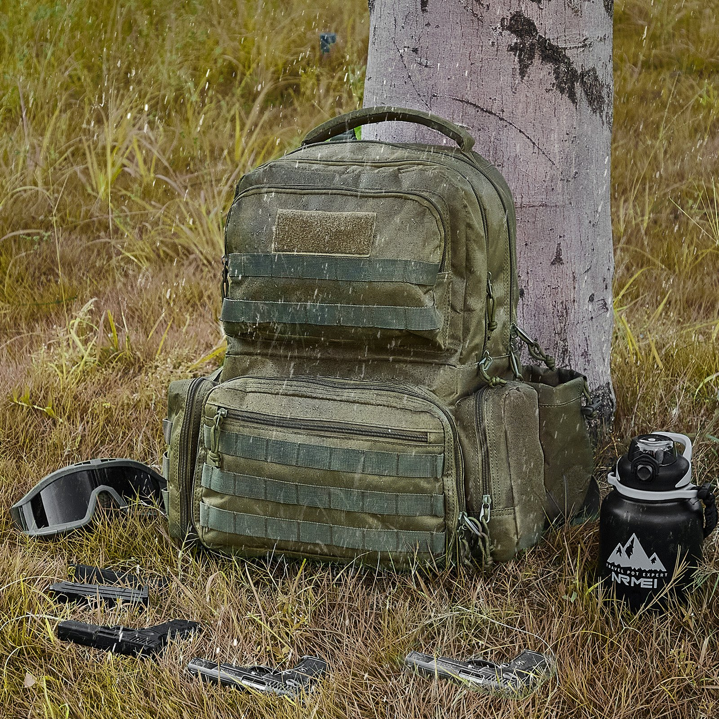 VEVOR Tactical Range Ryggsäck för 6 Pistols Gun Backpack Grön, Range Bag for handeldvapen Vapenväska Väska med låsbar dragkedja för skjutbana utomhusjakt