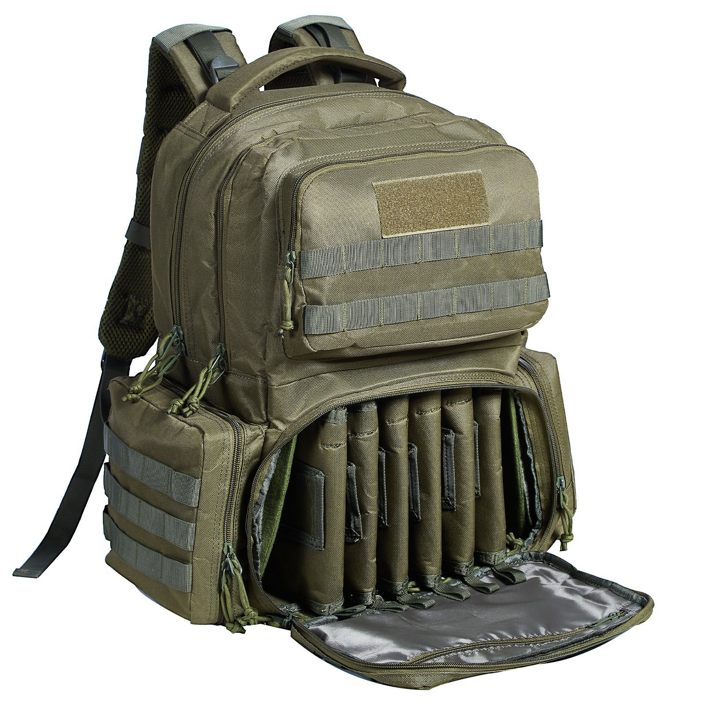 VEVOR Tactical Range Ryggsäck för 6 Pistols Gun Backpack Grön, Range Bag for handeldvapen Vapenväska Väska med låsbar dragkedja för skjutbana utomhusjakt