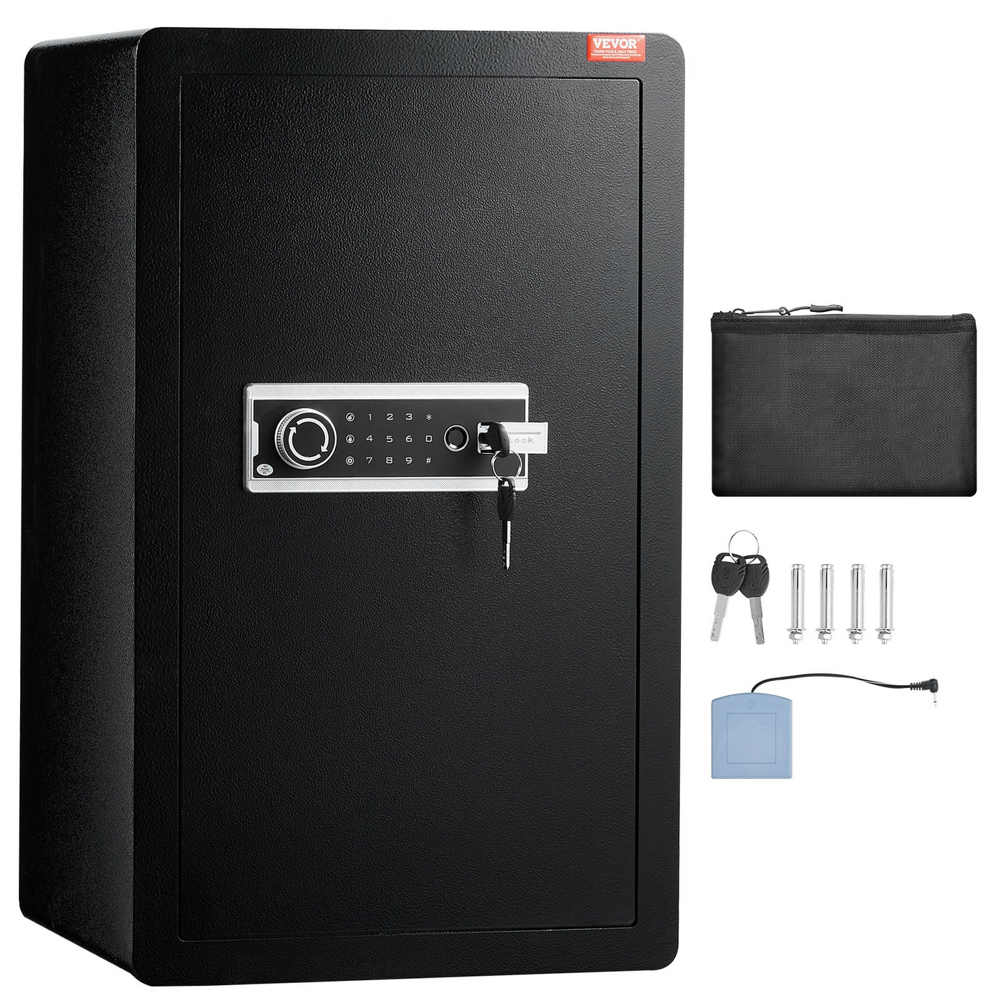 VEVOR Single Door 4.0 cu.ft Safe Box with Key Lock Password & Fingerprint Black