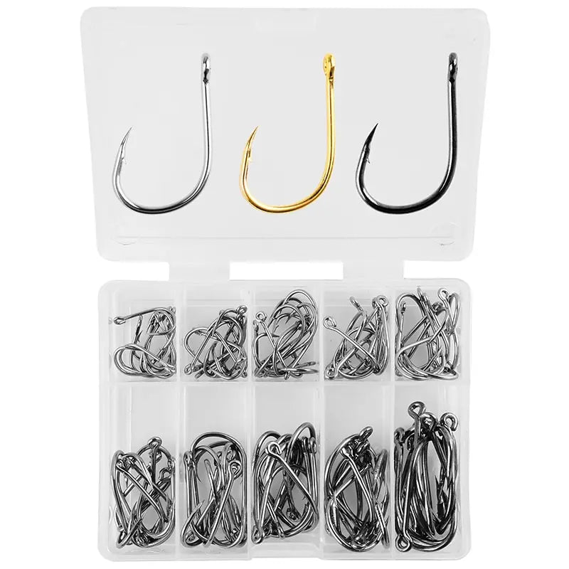 100PCS Fishing Hook with Loop Barbed Crucian Carp Fishing Hook Luyatai Fishing Sea Fishing Hook Set Sea Fishing Accessories