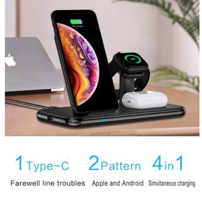 4 in 1 Wireless Fast Charging Hub - Charge Your Devices Simultaneously