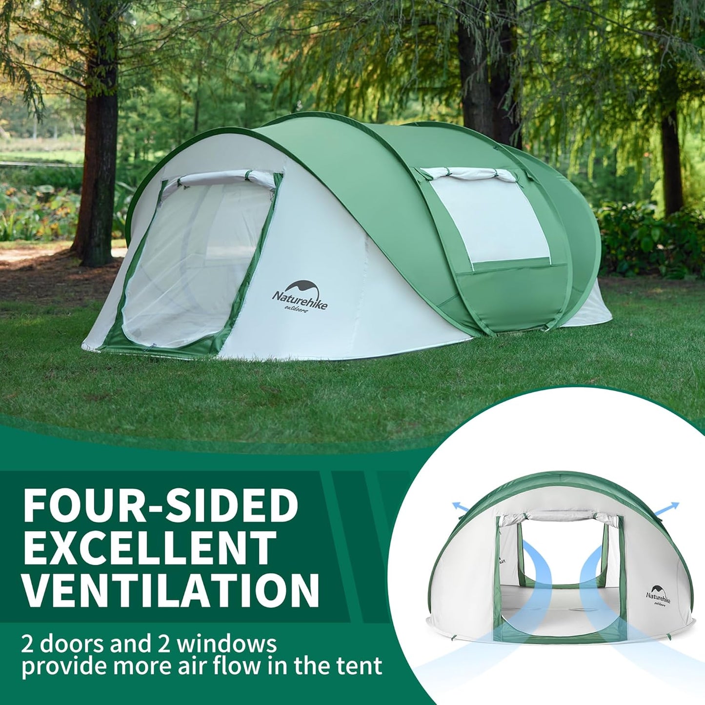 2-3 Person Poo up Tent, Easy Setup Instant Tent, Pop up Tent for Camping, Hiking