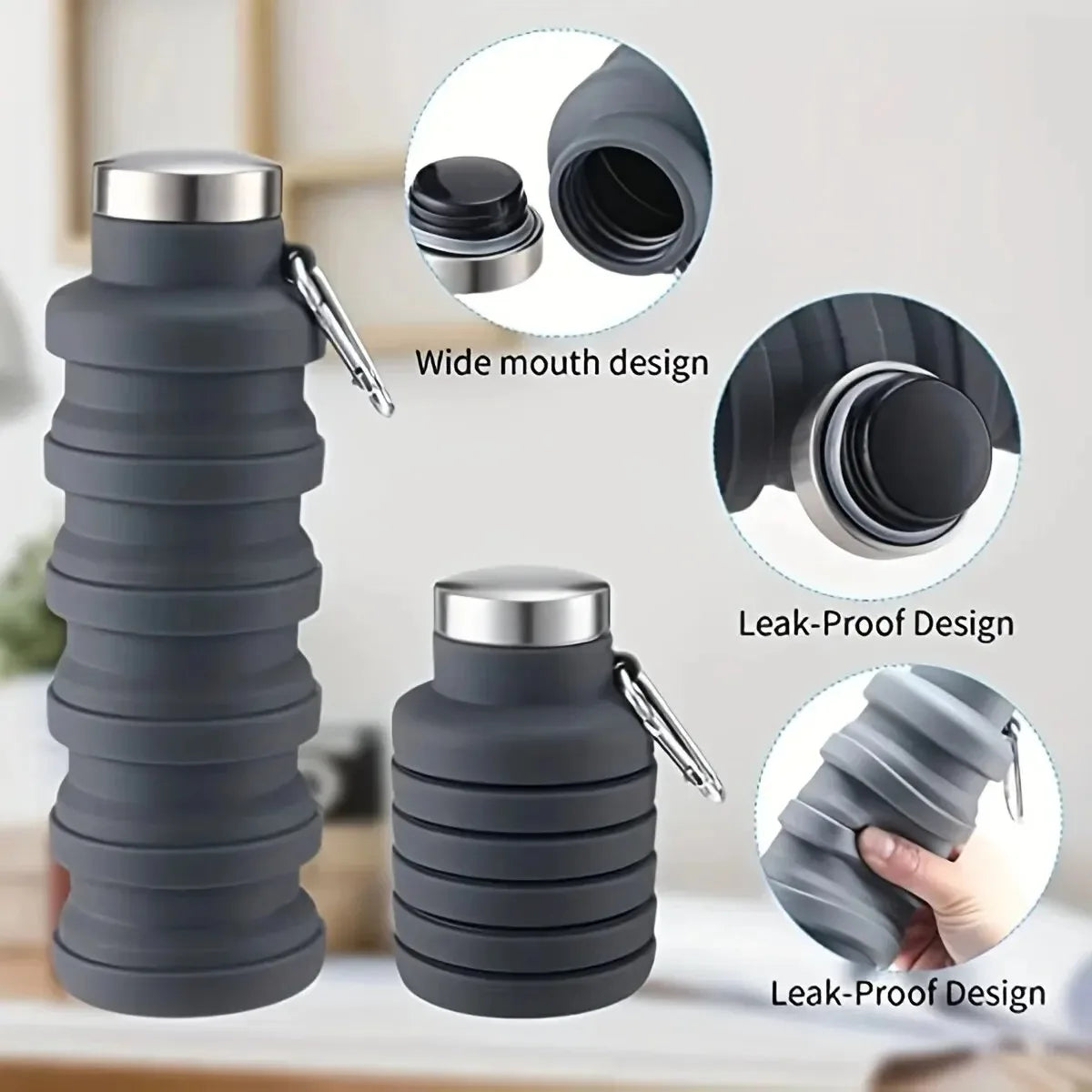 Collapsible Water Bottle Silicone Bottles New Portable Silicone Water Bottle Retractable Folding Bottle Outdoor Travel Tools