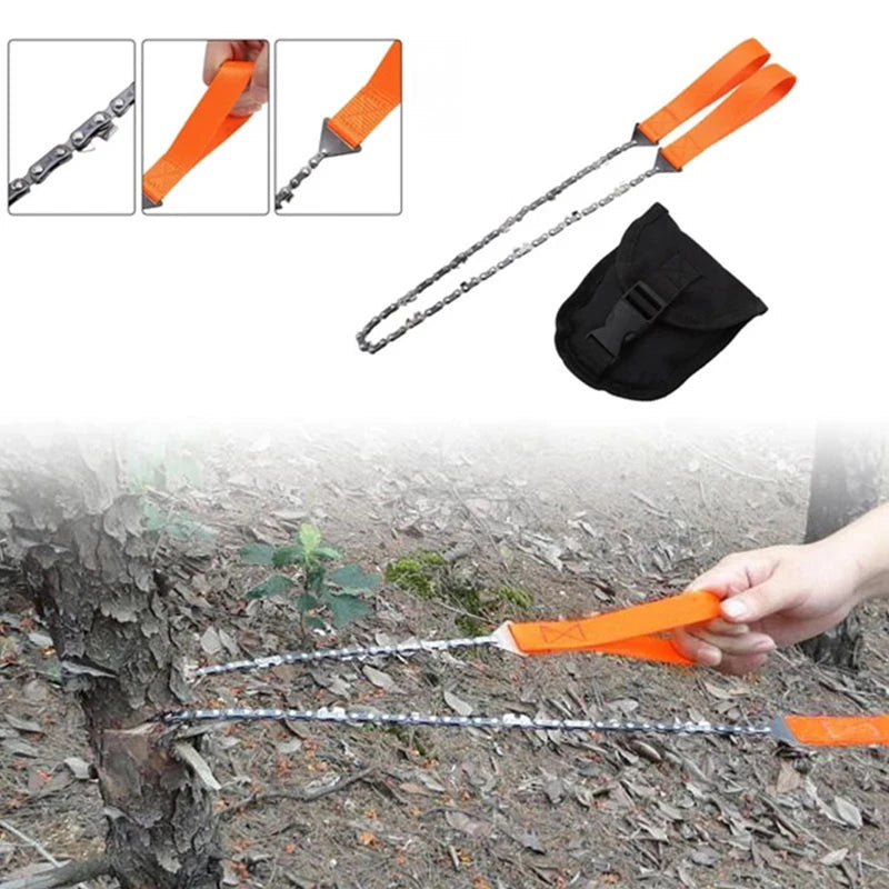 Portable Survival Chainsaw with 11/33 Tooth Design - Emergency Camping and Hiking Tool, Compact Outdoor Pocket Chainsaw