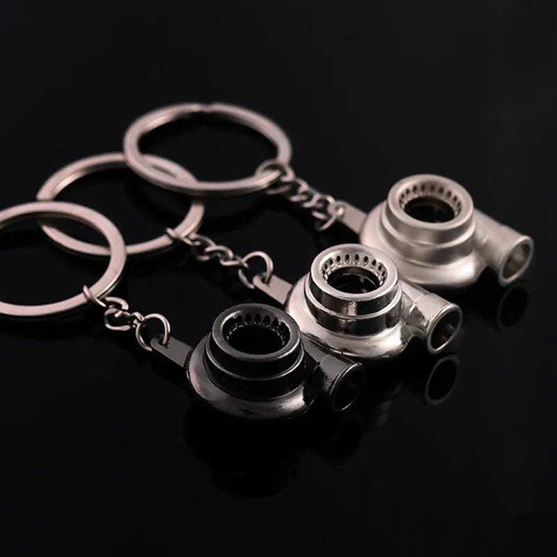 Mini Turbo Turbocharger Keychain Spinning Turbine Key Chain Ring Keyring Keyfob Car Keyring Car Interior Accessories